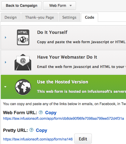 Infusionsoft Two-Step Opt-In Web Form URL