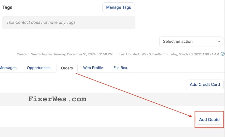 keap order quote tab wes schaeffer